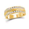 Image 1 : Mens Diamond Machine-Set Wedding Band Ring 1 Cttw 14kt Yellow Gold