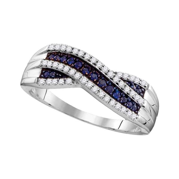 Blue Sapphire Crossover Band Ring 1/3 Cttw 10kt White Gold