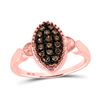 Image 1 : Brown Diamond Oval Cluster Ring 1/5 Cttw 10kt Rose Gold