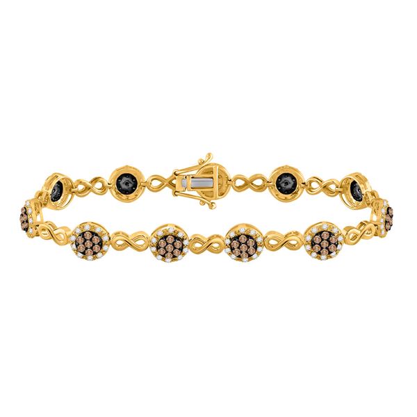 Brown Diamond Infinity Bracelet 2-1/5 Cttw 10kt Yellow Gold