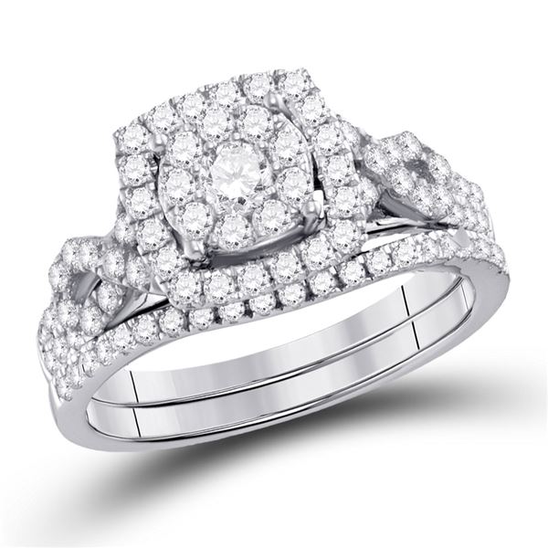 Diamond Bridal Wedding Ring Band Set 1 Cttw 14kt White Gold
