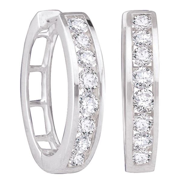 Diamond Hoop Earrings 1/2 Cttw 10kt White Gold