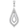 Image 1 : Diamond Oblong Nested Oval Frame Pendant 1/4 Cttw 10kt White Gold