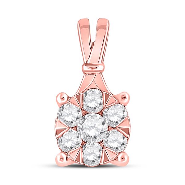 Diamond Flower Cluster Pendant 1/3 Cttw 14kt Rose Gold