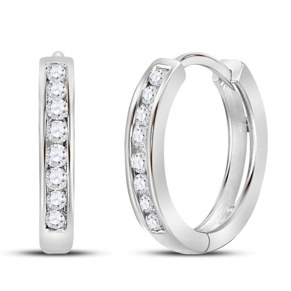 Diamond Hoop Earrings 1/4 Cttw 10kt White Gold