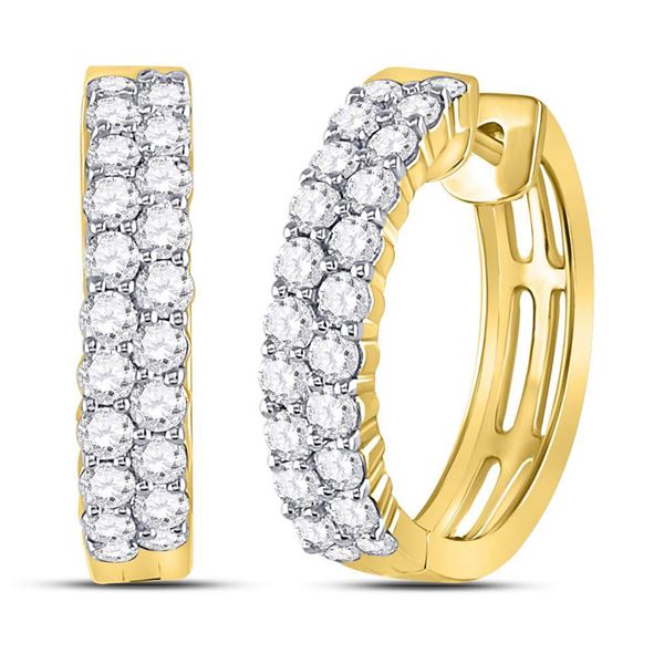 Diamond Hoop Earrings 1-1/2 Cttw 10kt Yellow Gold