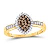 Image 1 : Brown Diamond Oval Frame Cluster Ring 1/3 Cttw 10kt Yellow Gold