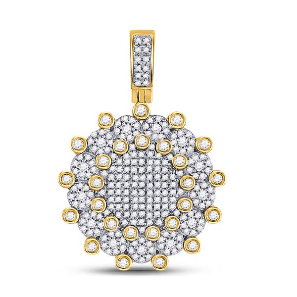 Mens Diamond Circle Charm Pendant 1 Cttw 10kt Yellow Gold