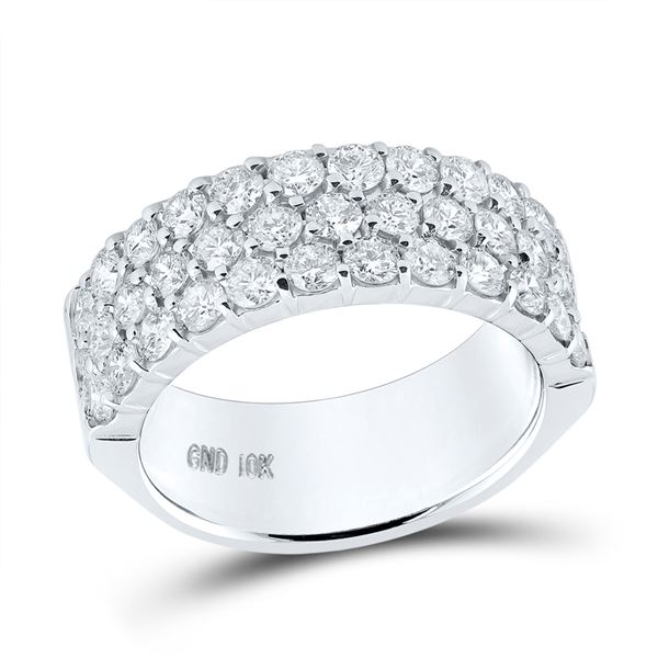 Pave-set Diamond Triple Row Wedding Band 2 Cttw 14kt White Gold