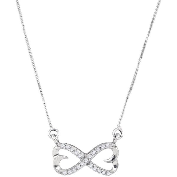 Diamond Infinity Double Heart Pendant Necklace 1/5 Cttw Sterling Silver