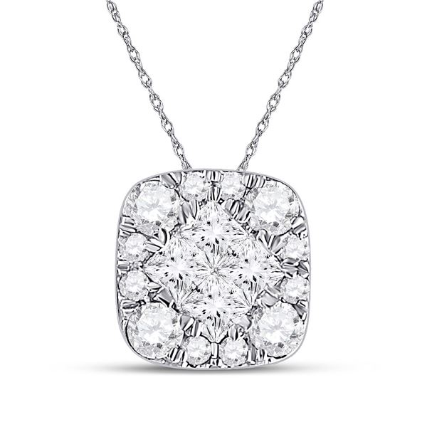 Princess Diamond Square Pendant 1/4 Cttw 14kt White Gold