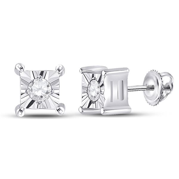 Diamond Solitaire Earrings 1/20 Cttw 14kt White Gold