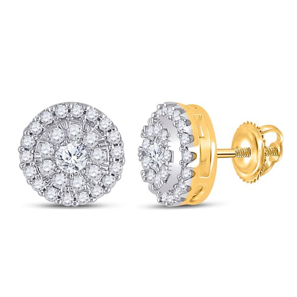 Diamond Halo Earrings 1/2 Cttw 10kt Yellow Gold