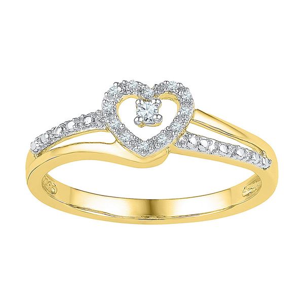 Diamond Heart Promise Ring 1/20 Cttw 10kt Yellow Gold