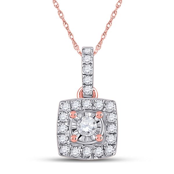 Diamond Square Pendant 1/6 Cttw 10kt Rose Gold