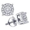 Image 1 : Diamond Circle Cluster Earrings 1/4 Cttw 10kt White Gold