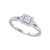 Image 1 : Princess Diamond Square Frame Cluster Ring 1/3 Cttw 14kt White Gold