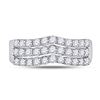 Image 4 : Diamond Triple Row Chevron Band Ring 1 Cttw 14kt White Gold