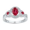 Image 1 : Oval Lab-Created Ruby 3-stone Ring 1-1/5 Cttw 10kt White Gold