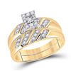 Image 2 : His Hers Diamond Solitaire Matching Wedding Set 1/3 Cttw 10kt Yellow Gold