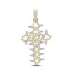 Image 1 : Mens Diamond Cuban Link Cross Charm Pendant 1-1/2 Cttw 10kt Yellow Gold