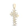 Image 2 : Mens Diamond Cuban Link Cross Charm Pendant 1-1/2 Cttw 10kt Yellow Gold