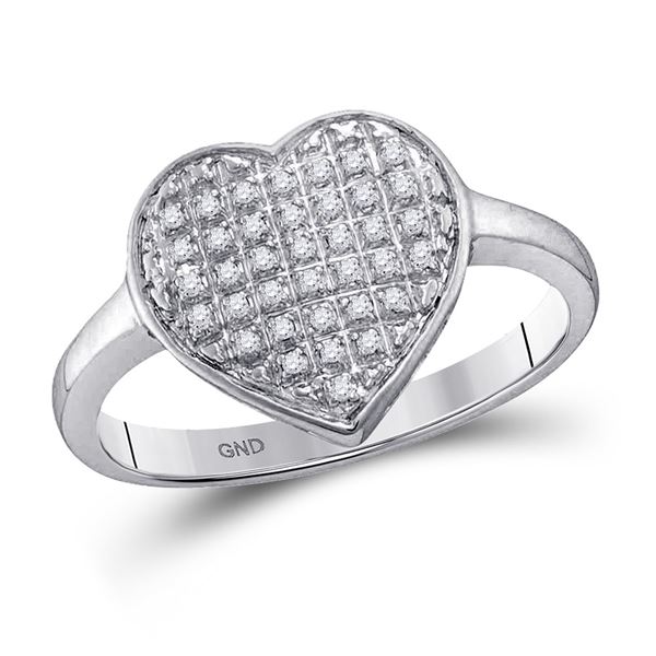 Diamond Heart Cluster Ring 1/4 Cttw 10kt White Gold