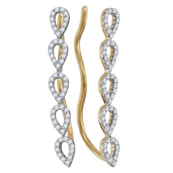 Diamond Climber Earrings 1/4 Cttw 10kt Yellow Gold