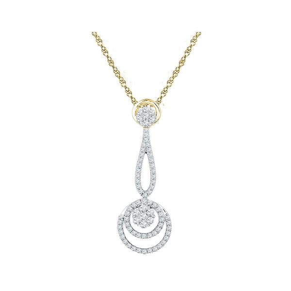 Diamond Dangling Cluster Pendant 3/4 Cttw 10kt Yellow Gold