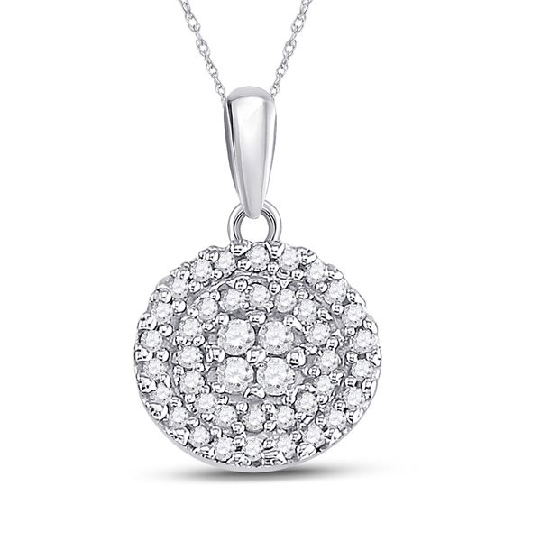 Diamond Circle Cluster Pendant 1/4 Cttw 10kt White Gold