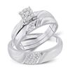 Image 1 : His Hers Diamond Cluster Matching Wedding Set 1/5 Cttw 10kt White Gold