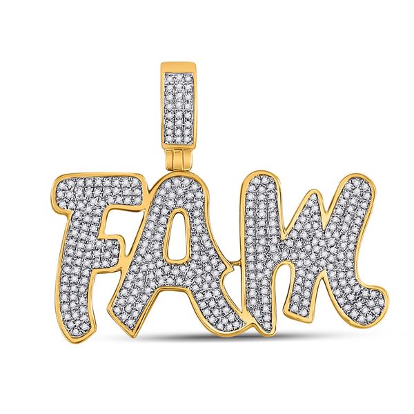 Mens Diamond Fam Charm Pendant 1 Cttw 10kt Yellow Gold