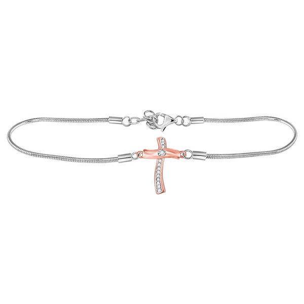 Diamond Cross Fashion Bracelet 1/12 Cttw Sterling Silver