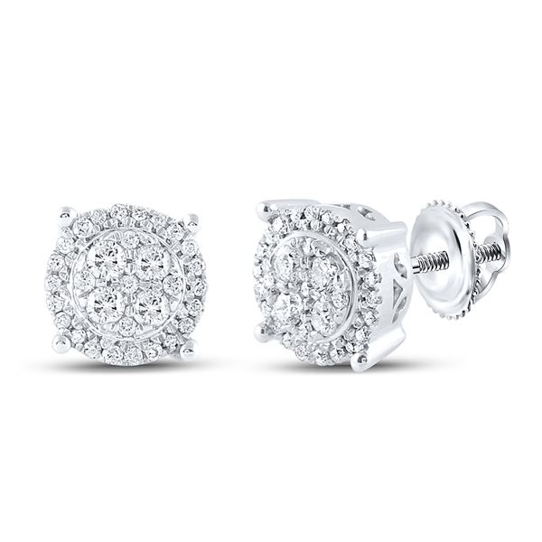 Diamond Cluster Earrings 1/4 Cttw 10kt White Gold