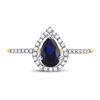 Image 2 : Pear Lab-Created Blue Sapphire Teardrop Ring 1 Cttw 10kt Yellow Gold