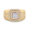 Image 2 : Mens Baguette Diamond Octagon Cluster Ring 3/4 Cttw 14kt Yellow Gold