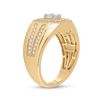 Image 3 : Mens Baguette Diamond Octagon Cluster Ring 3/4 Cttw 14kt Yellow Gold