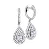 Image 1 : Princess Diamond Teardrop Frame Cluster Earrings 1 Cttw 14kt White Gold