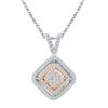 Image 1 : Diamond Offset Square Pendant 1/4 Cttw 10kt Two-tone Gold