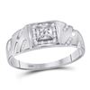 Image 1 : Mens Diamond Square Cluster Ring 1/8 Cttw 10kt White Gold