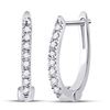 Image 1 : Diamond Hoop Earrings 1/12 Cttw 10kt White Gold