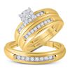 Image 1 : His Hers Diamond Solitaire Matching Wedding Set 3/8 Cttw 10kt Yellow Gold