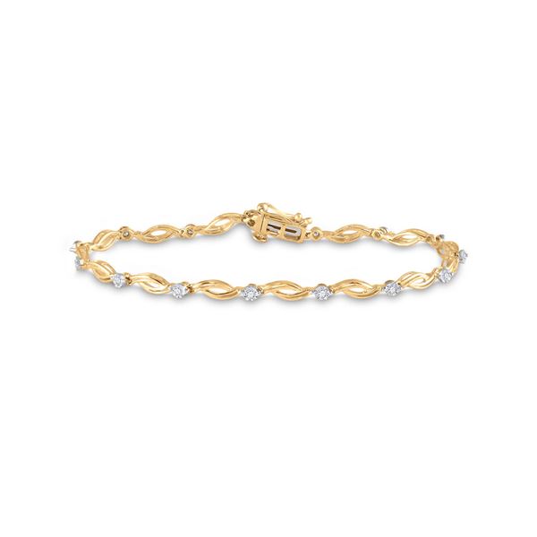 Diamond Twist Link Bracelet 1/4 Cttw 10kt Yellow Gold