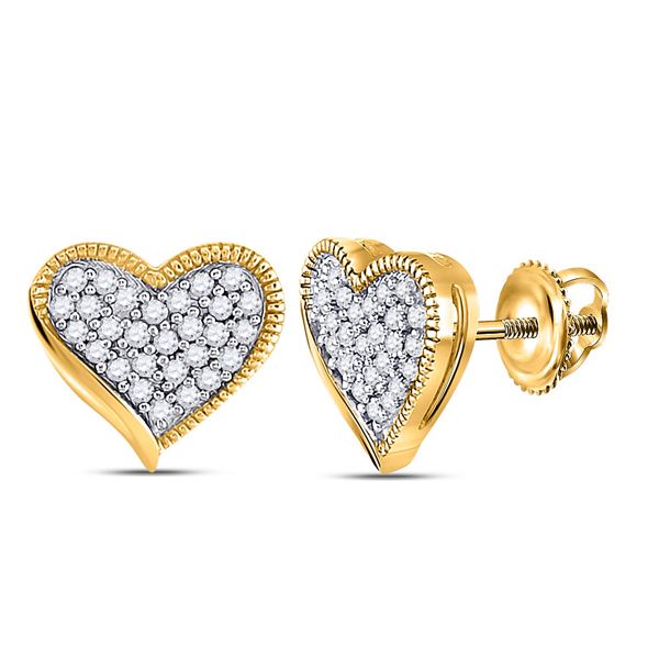 Diamond Heart Earrings 1/5 Cttw 10kt Yellow Gold