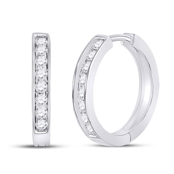 Diamond Hoop Earrings 1/2 Cttw 10kt White Gold