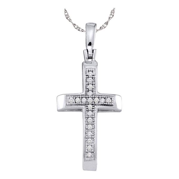 Diamond Cross Pendant 1/20 Cttw Sterling Silver