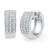 Image 1 : Diamond Huggie Hoop Earrings 1/4 Cttw 10kt White Gold