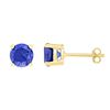 Image 1 : Lab-Created Blue Sapphire Solitaire Earrings 2 Cttw 10kt Yellow Gold
