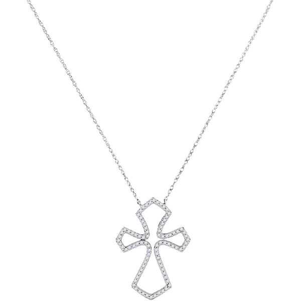 Diamond Cross Pendant 1/4 Cttw 10kt White Gold