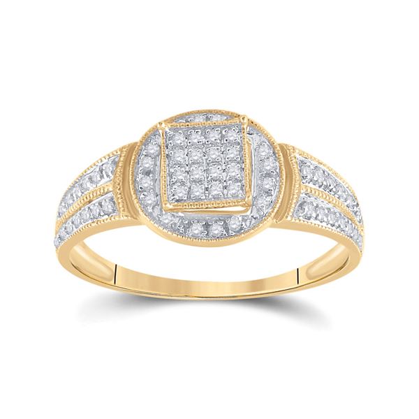 Diamond Circle Frame Cluster Ring 1/5 Cttw 10kt Yellow Gold